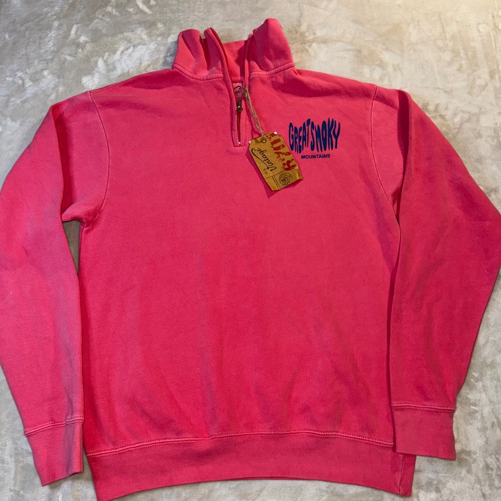 US Vintage Great Smoky Mountains Quarter Zip Sweatshirt Pink USW6701 Small